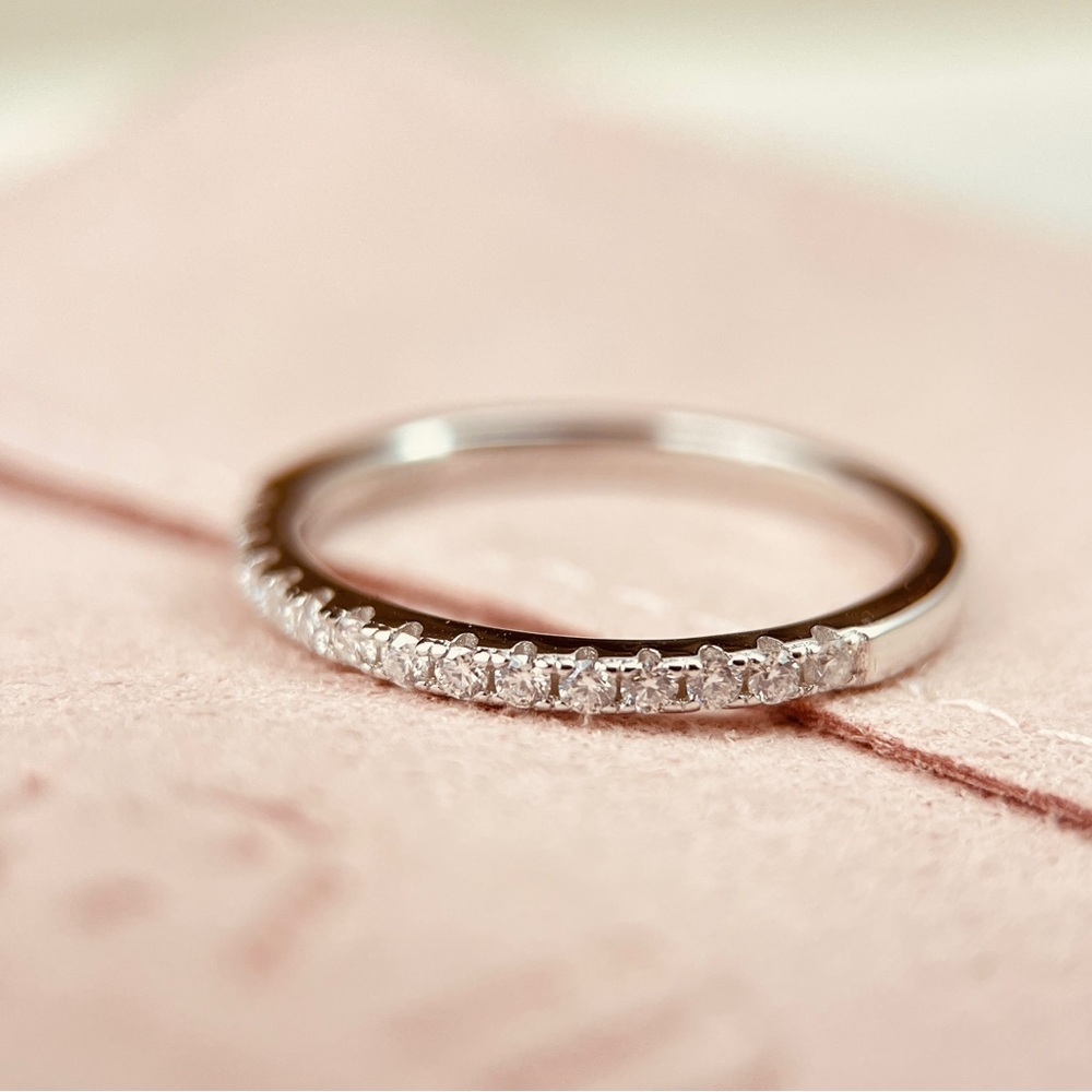 0.33ctw 18K Gold Plated S925 Moissanite Diamond Half Ring Band/Guard - Picture 2 of 4